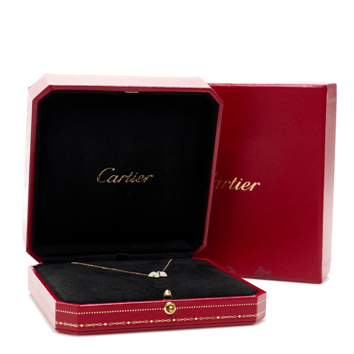 18K Yellow Gold Mother Of Pearl Diamond Caresse D'Orchidees Par Cartier Necklace