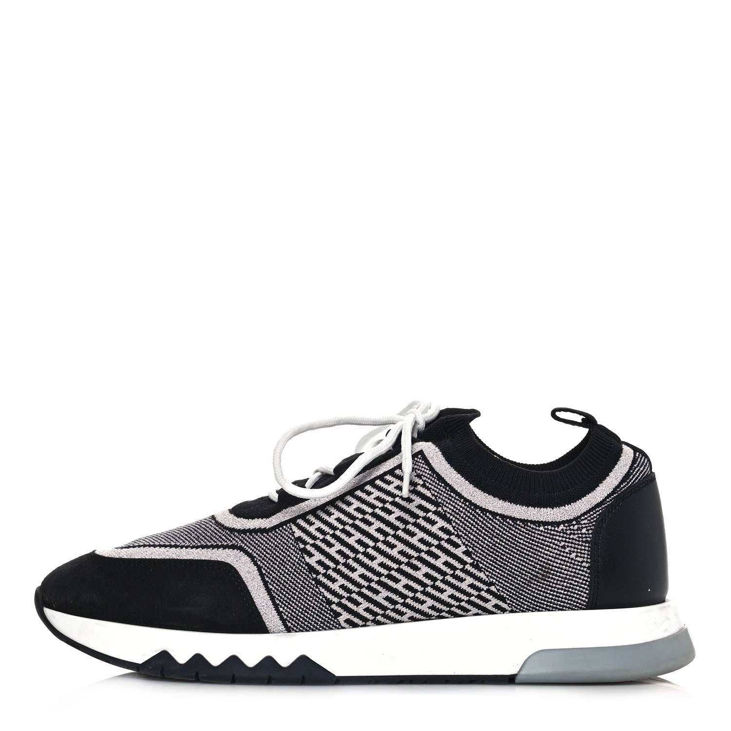 Hermes Knit Bi-Color Womens Addict Sneakers 39 Black White 1 of 17