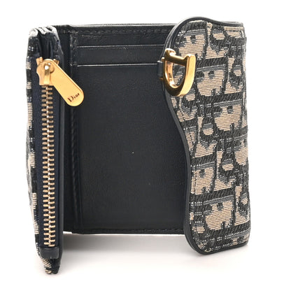 Christian Dior Oblique Saddle Lotus Wallet Blue 5 of 9