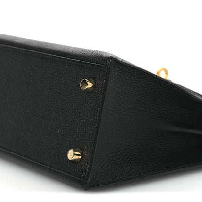 Hermes Chevre Mysore Horseshoe Kelly Sellier 25 Black Rose Pourpre 10 of 11