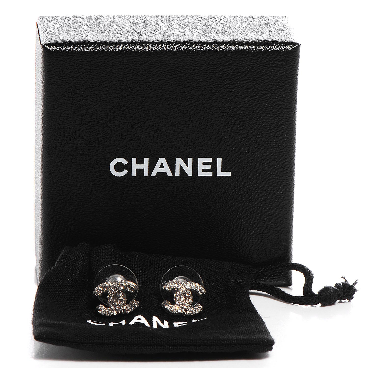 Chanel Crystal CC Earrings Silver 5 of 5