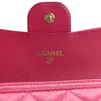 Chanel Caviar Quilted Flap Card Holder Wallet Dark Pink 5 of 9