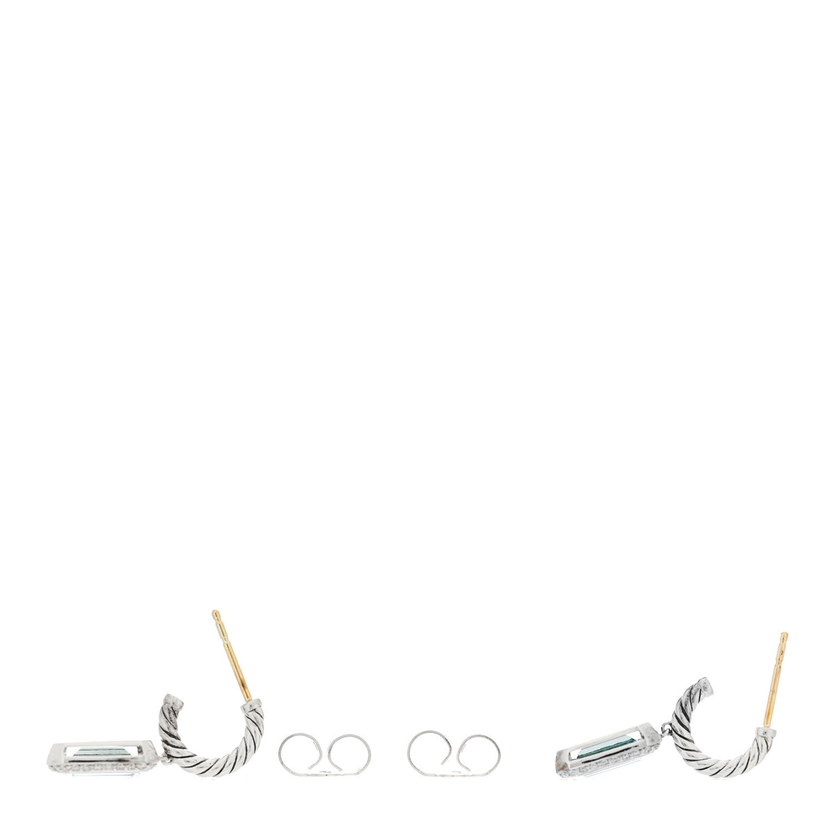 David Yurman Sterling Silver Diamond Blue Topaz Novella Drop Earrings 3 of 5