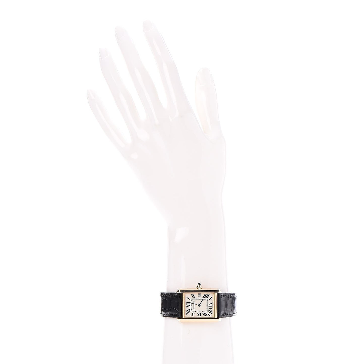 18K Yellow Gold Alligator 26mm Tank Louis Quartz Watch