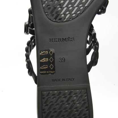 Hermes Rubber Chaine d'Ancre Nude Sandals 39 Black 7 of 7
