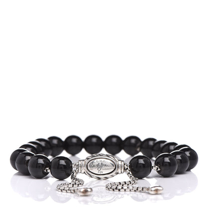 David Yurman Sterling Silver Black Onyx 8mm Spiritual Beads Adjustable Bracelet 3 of 4