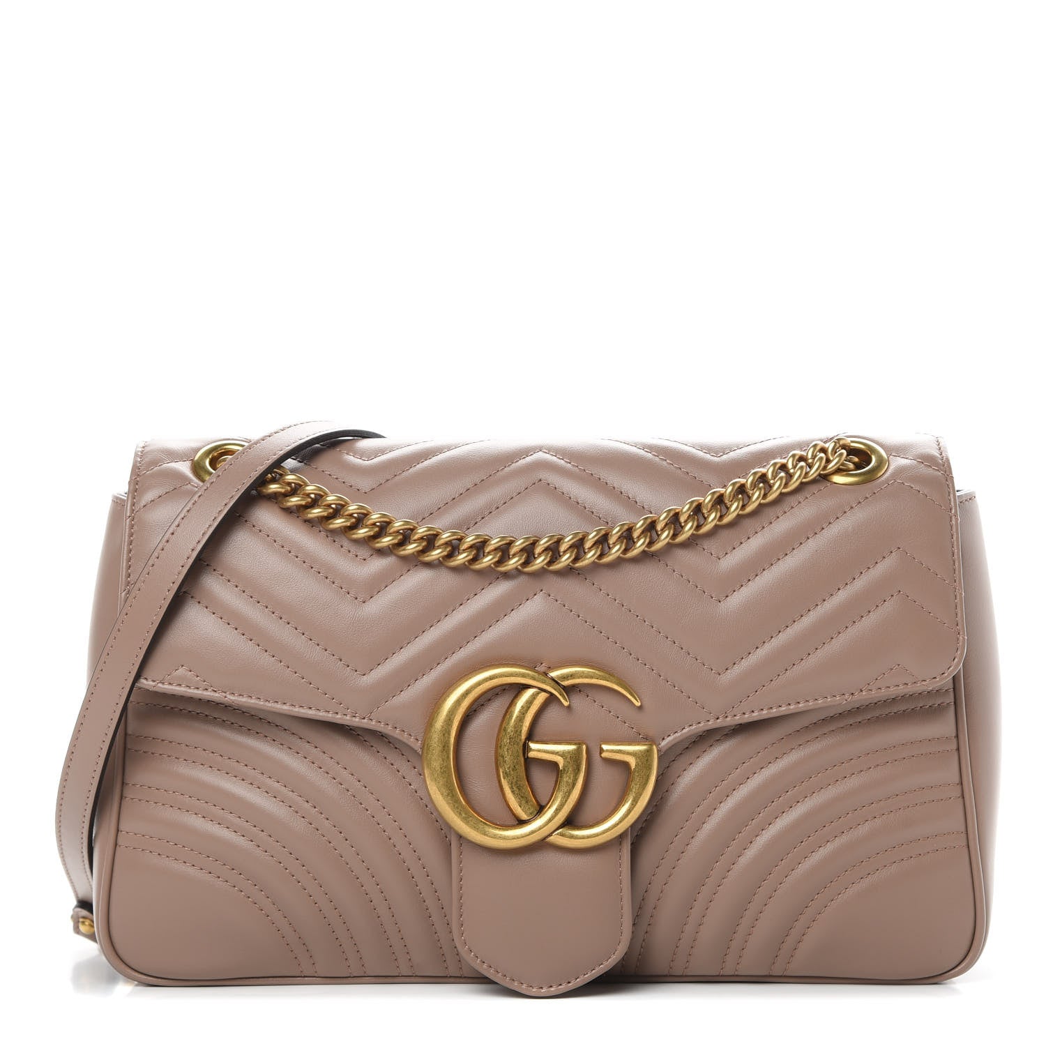 Gucci Calfskin Matelasse Medium GG Marmont Shoulder Bag Porcelain Rose 1 of 10