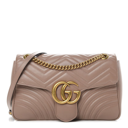 Gucci Calfskin Matelasse Medium GG Marmont Shoulder Bag Porcelain Rose 1 of 10