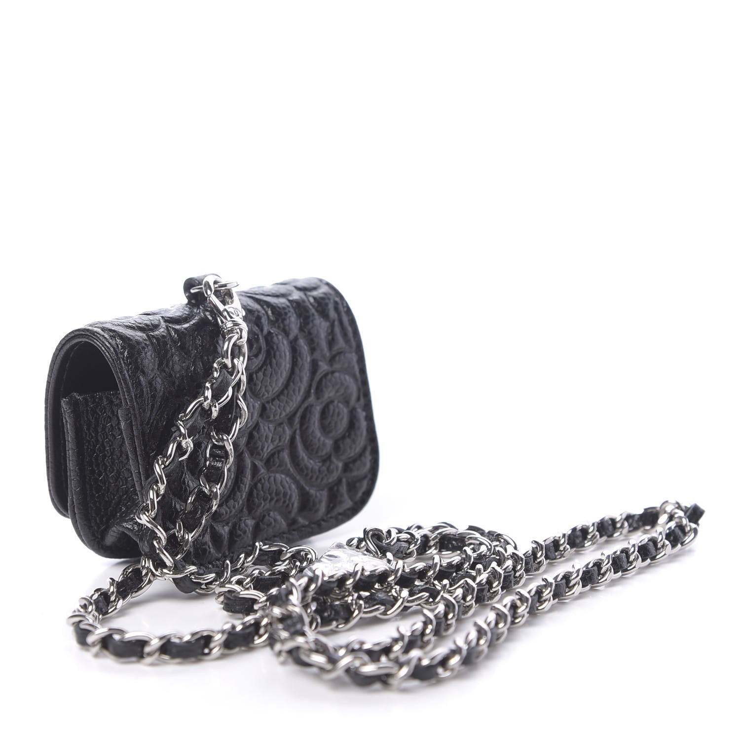 Chanel Caviar Camellia Embossed Airpods Pro Case Black 3 of 10