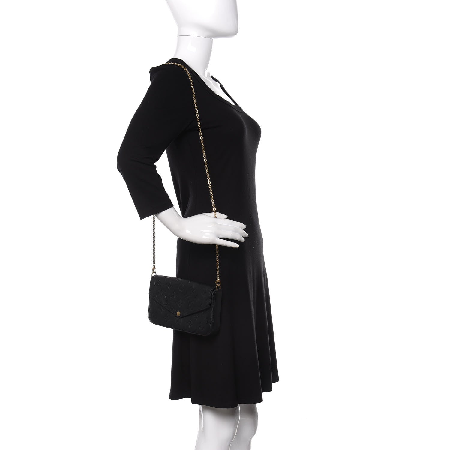 Louis Vuitton Empreinte Pochette Felicie Chain Wallet Black 2 of 19
