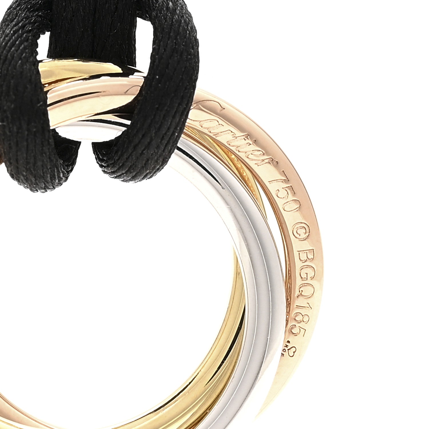 Cartier 18K Pink Yellow White Gold Diamond Trinity Paved Cord Necklace 4 of 5
