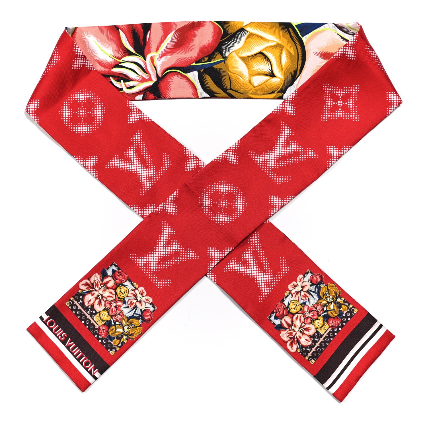 Louis Vuitton Silk Monogram Malle Fleurs Bandeau Rouge 1 of 3