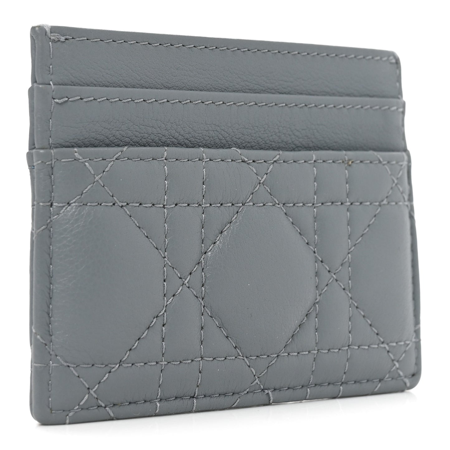 Supple Calfskin Cannage Caro Five-Slot Card Holder Cloud Blue