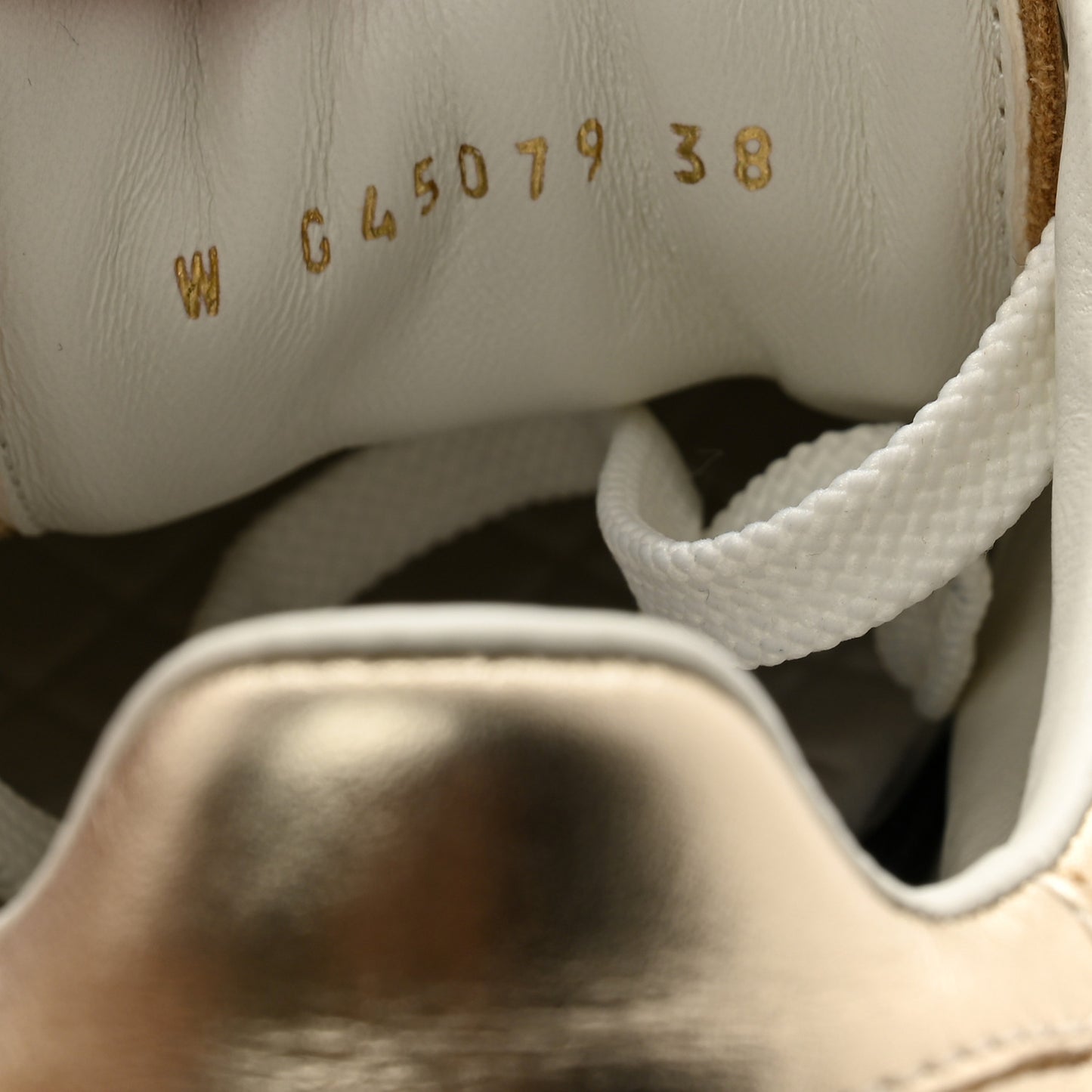 Laminated Calfskin CC Womens Sneakers 38 Golden