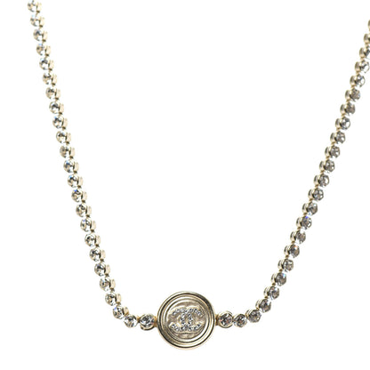 Chanel Crystal CC Chain Short Necklace Gold 1 of 5