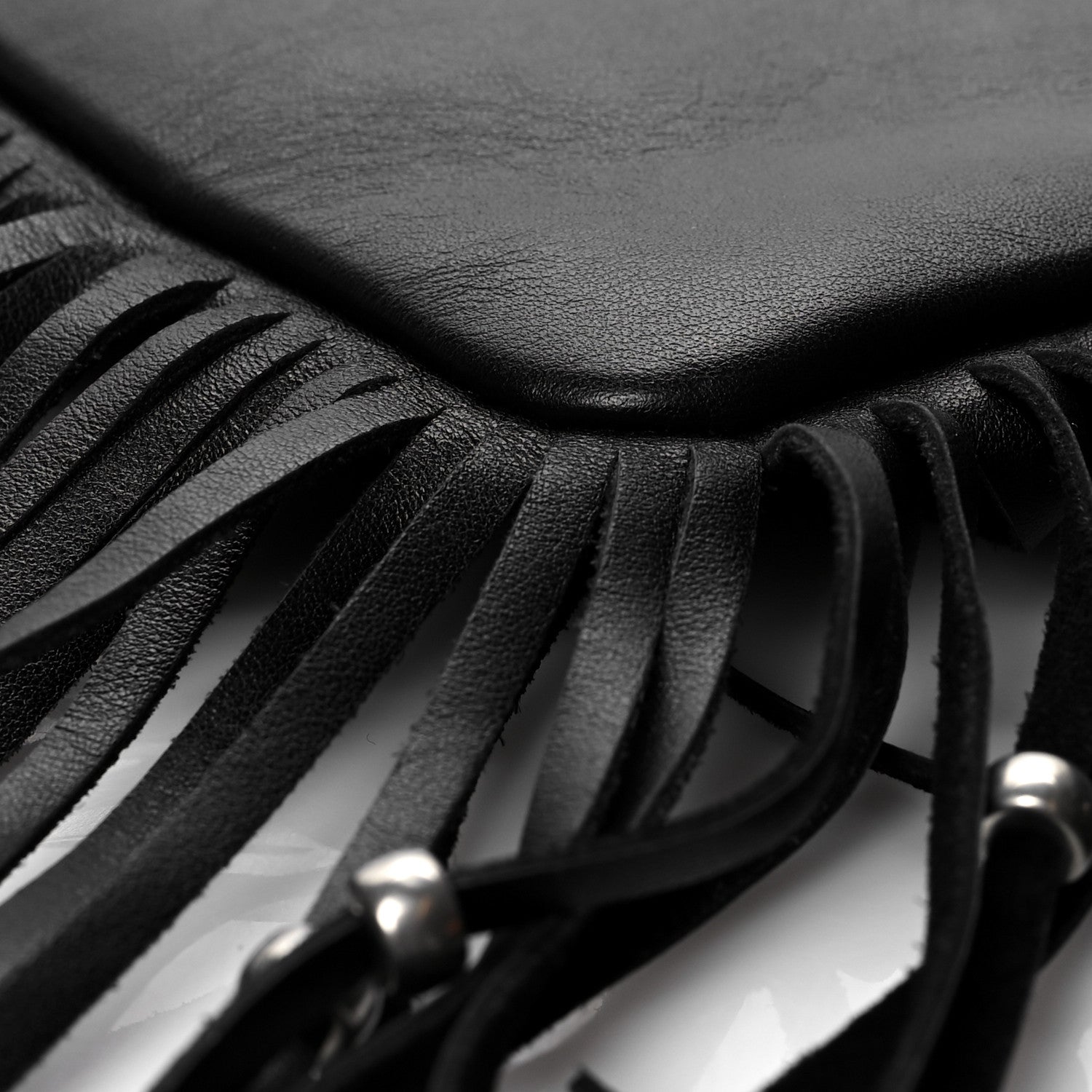 Saint Laurent Calfskin Monogram Fringe Pouch Black 10 of 10