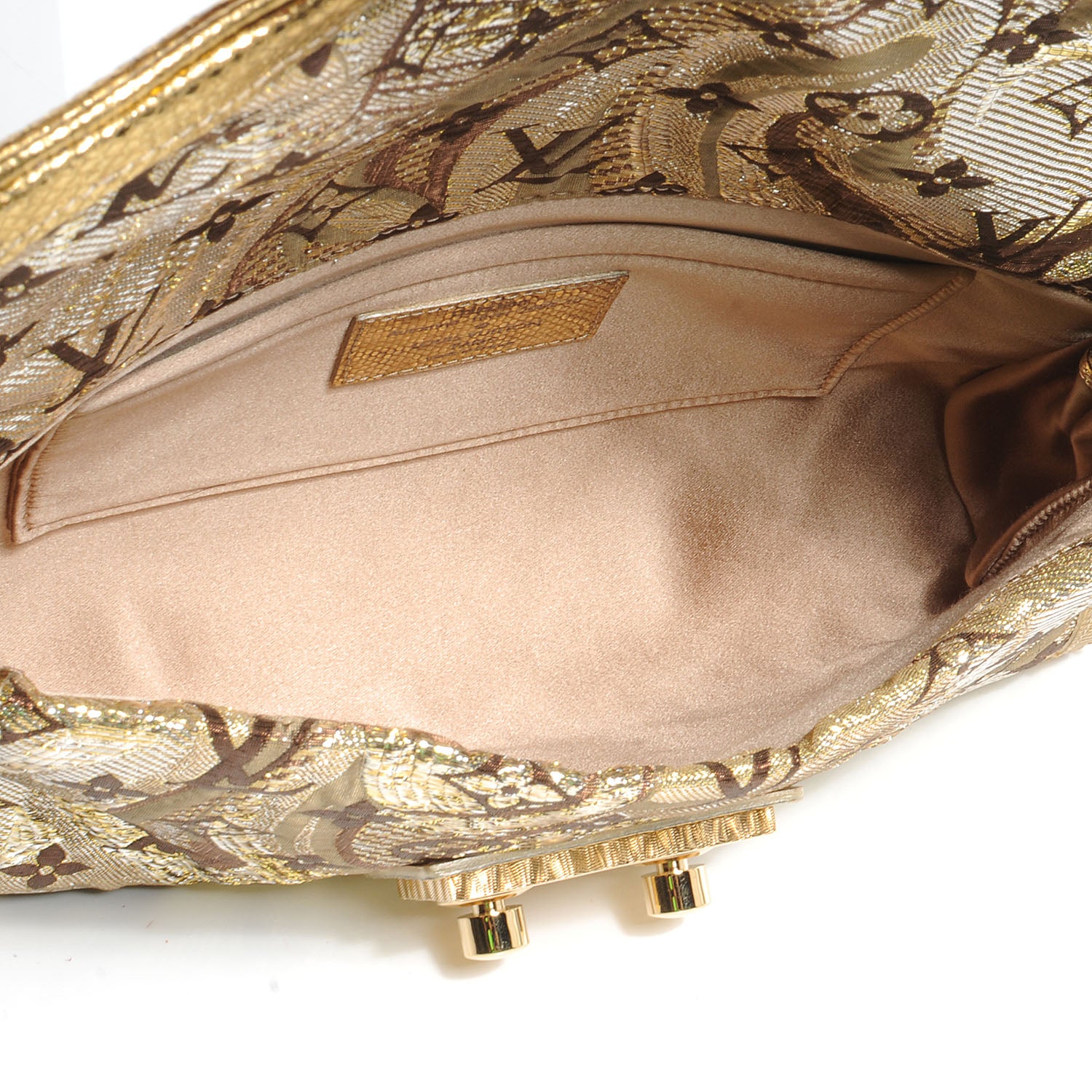 Louis Vuitton Monogram Brocade Thalie Clutch Gold 5 of 7