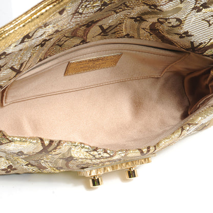 Louis Vuitton Monogram Brocade Thalie Clutch Gold 5 of 7