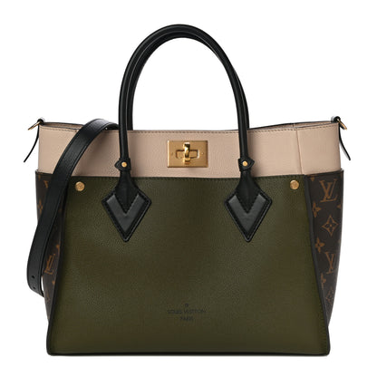 Louis Vuitton Calfskin Monogram On My Side MM Laurier Green Toffee Latte Beige 1 of 9