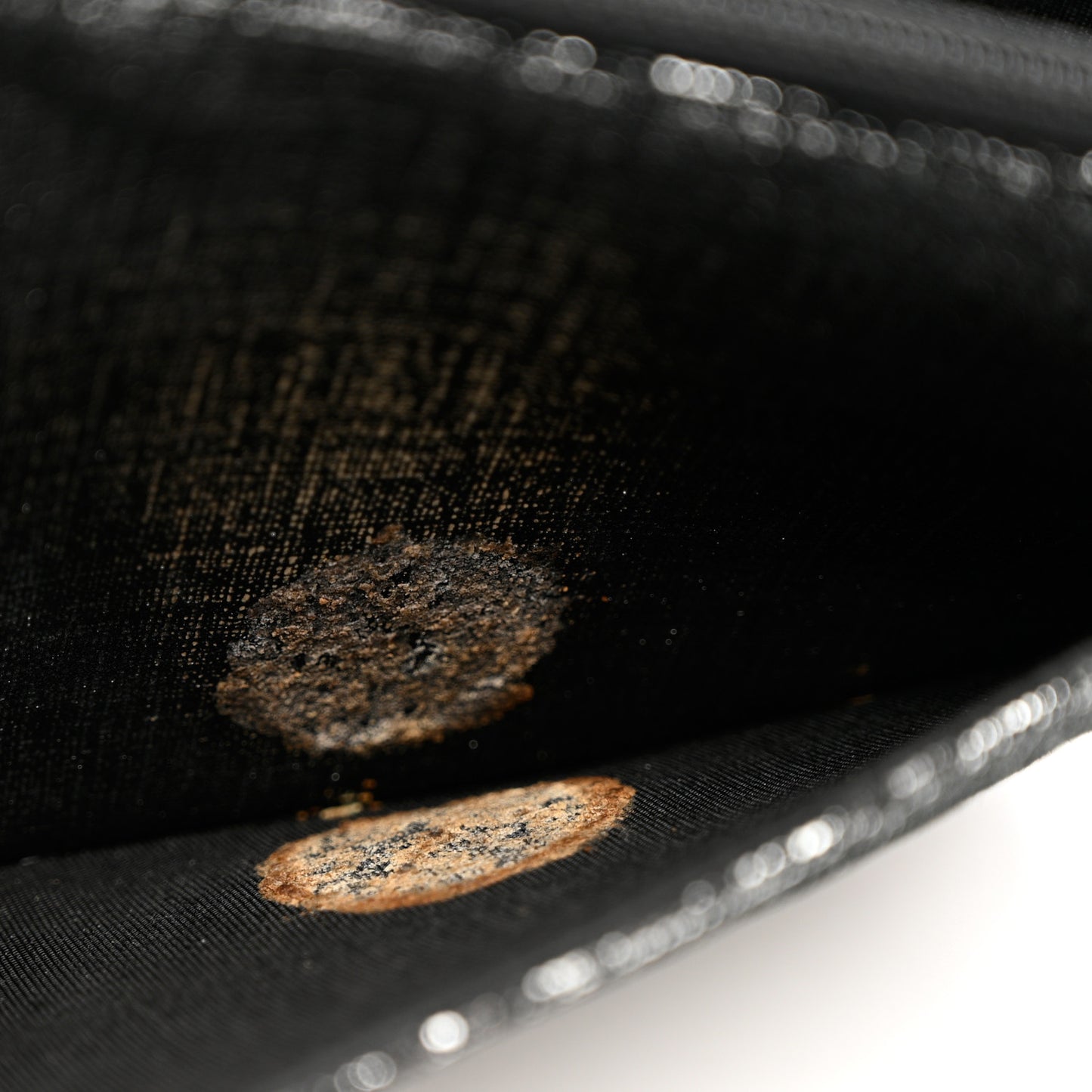 Metallic Fabric Quilted Wallet On Chain WOC Silver Black