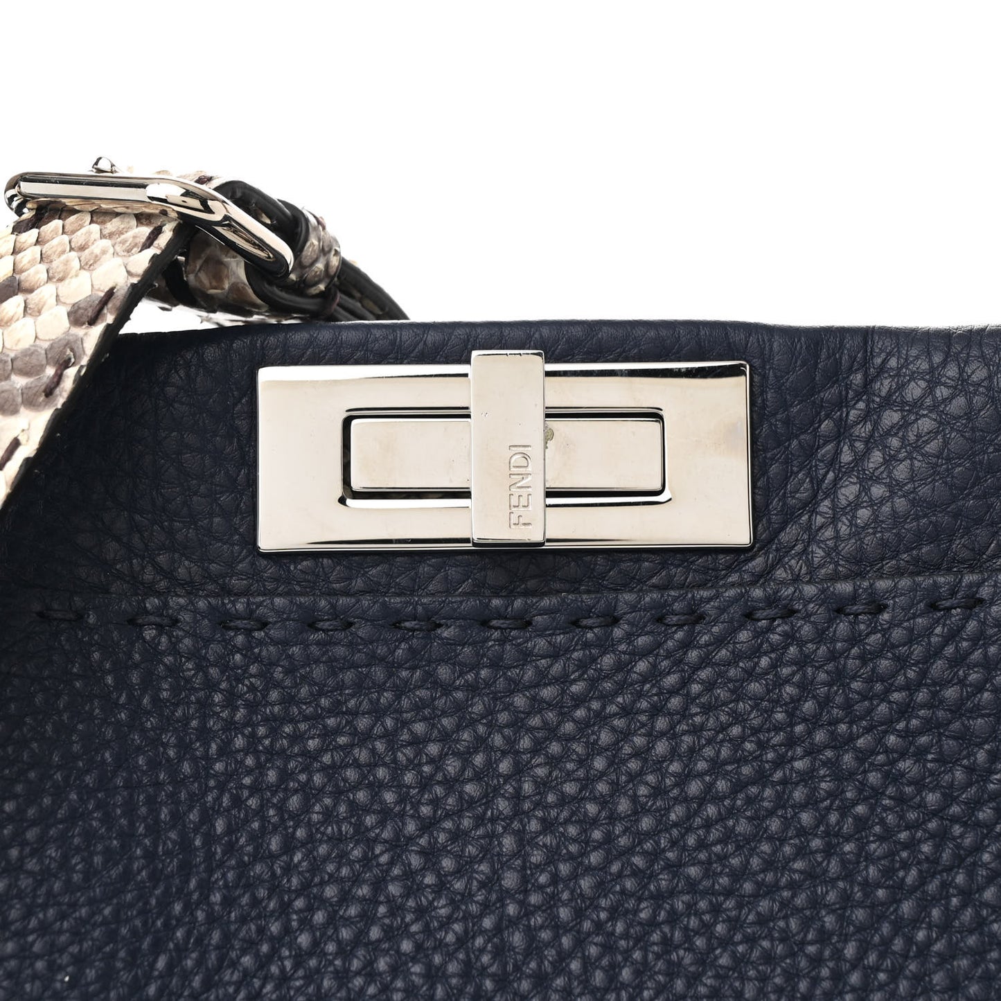 Cuoio Romano Snakeskin Selleria Medium Peekaboo Iconic Satchel Blue Notte