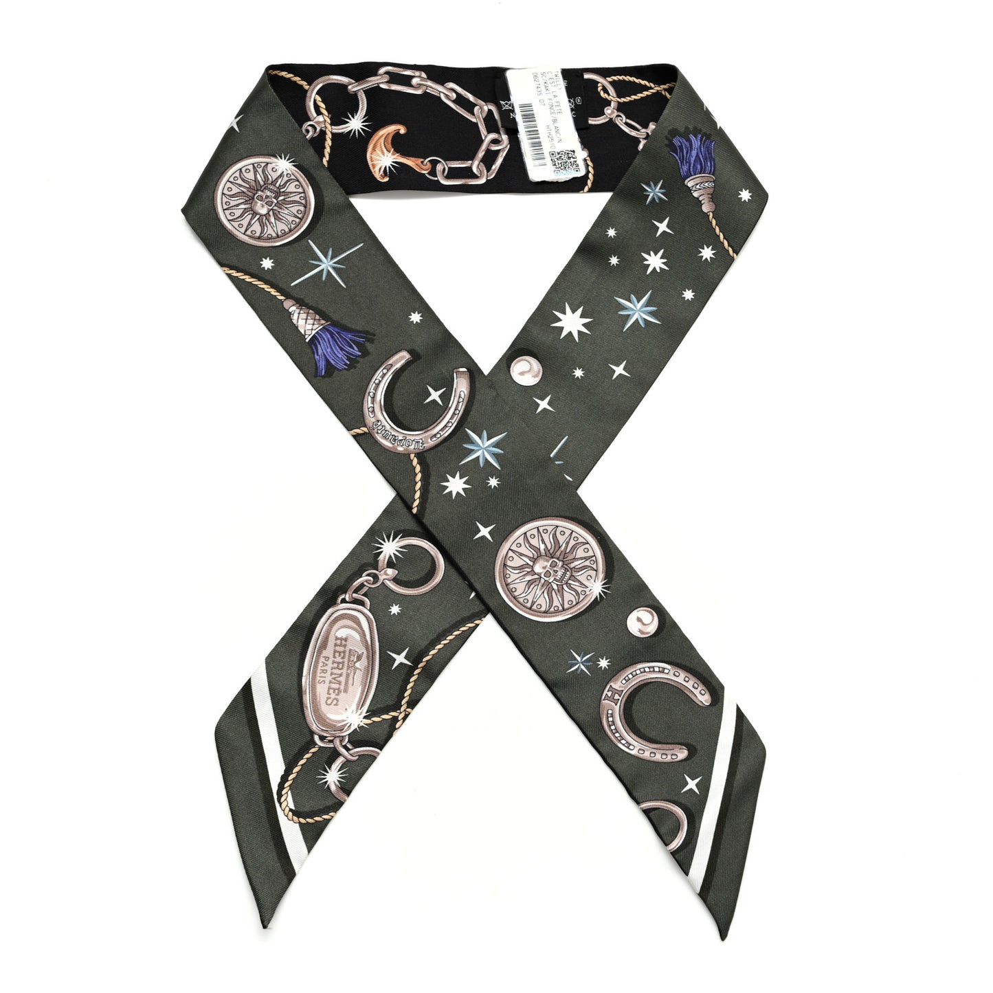 Silk C'est la Fete Twilly Kaki Fonce White Black