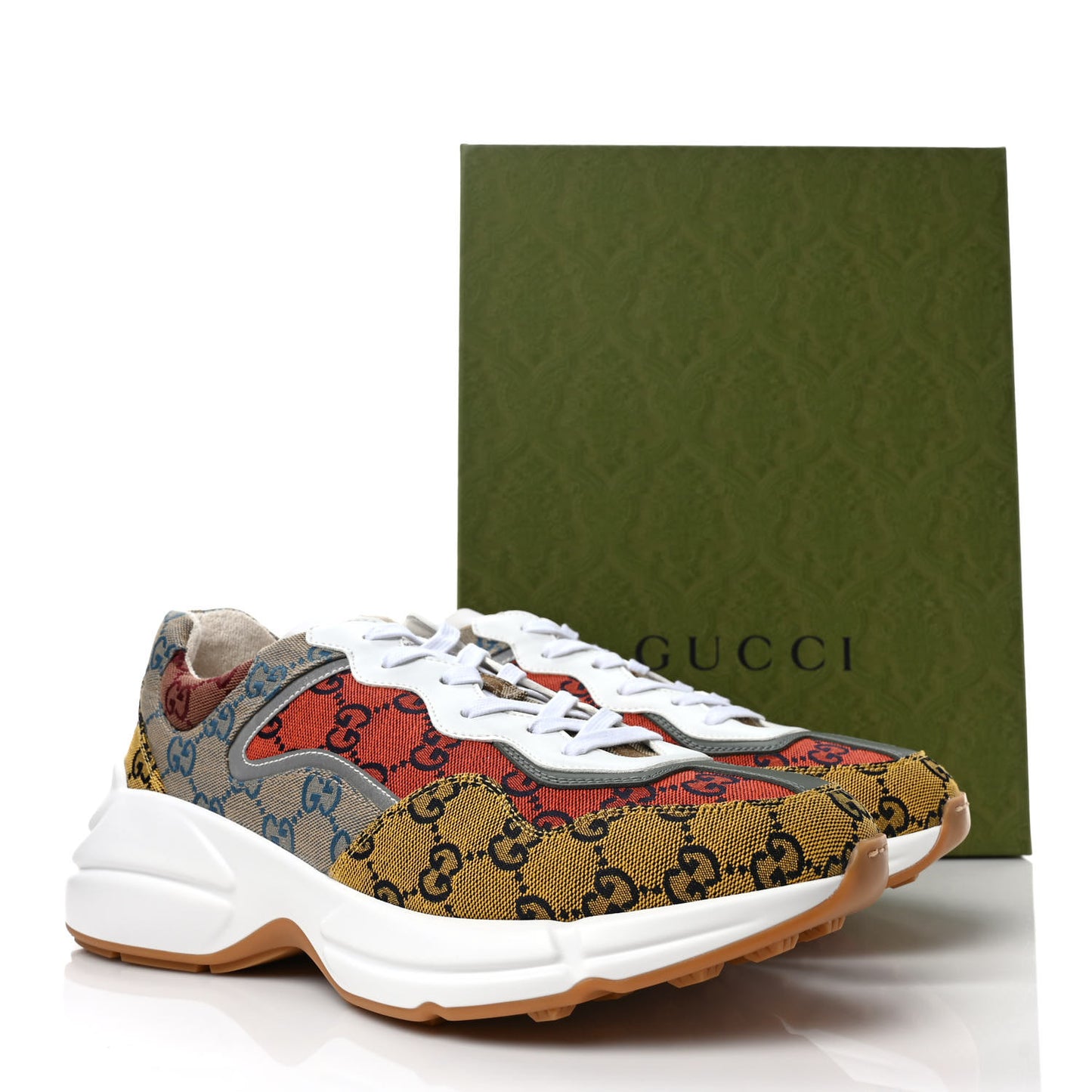 Monogram Multicolor Mens Rhyton Sneakers 10.5 Yellow Blue Great White Tabasco