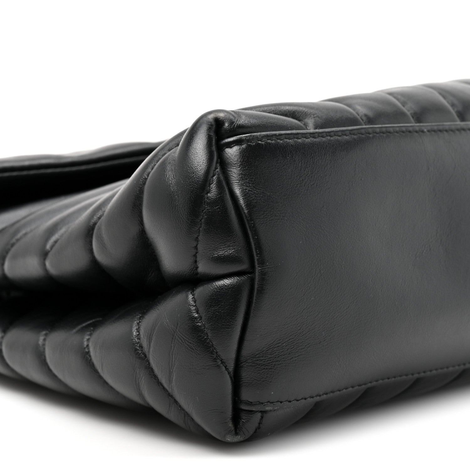 Saint Laurent Grain de Poudre Calfskin Y Quilted Monogram Medium Loulou Chain Satchel Black 11 of 16