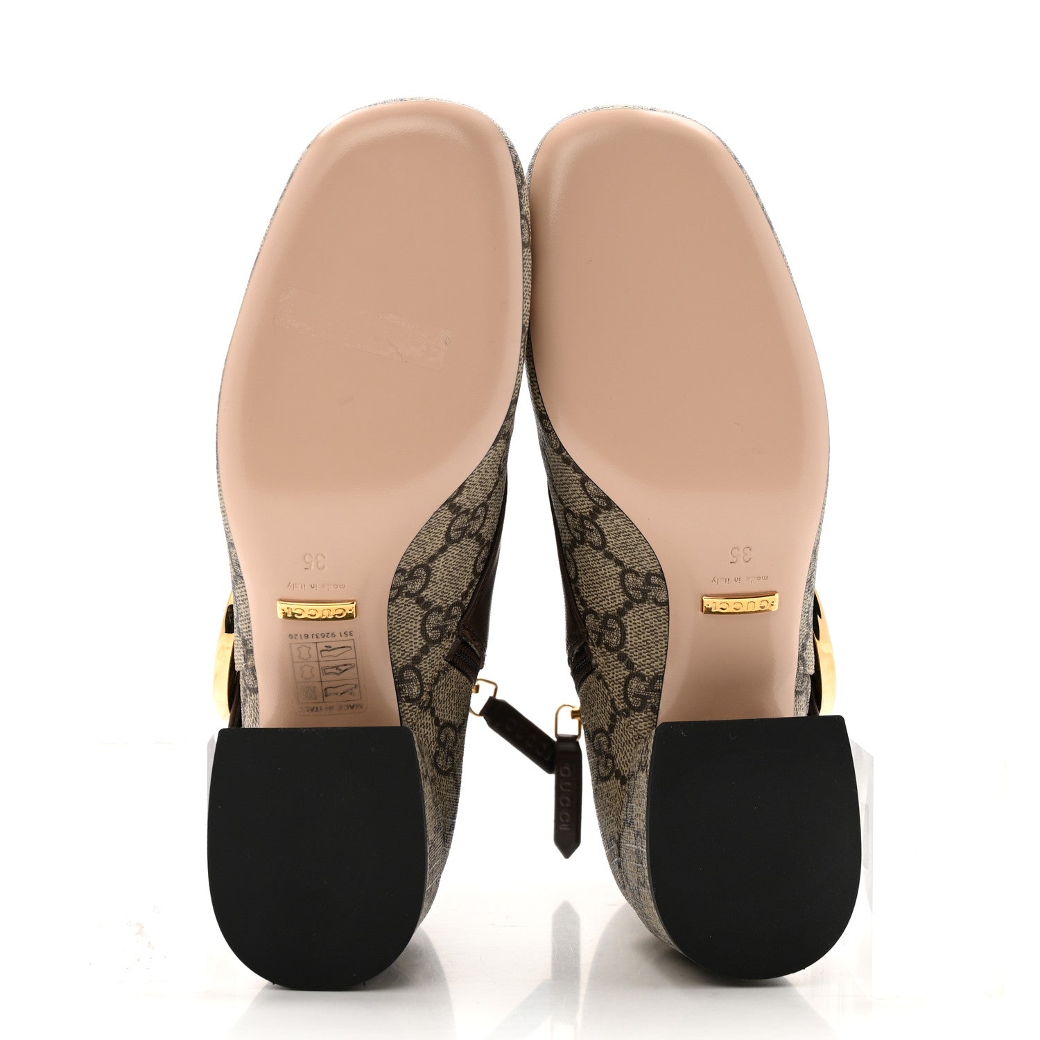 Gucci GG Supreme Monogram Malaga Kid Blondie 55mm Ankle Boots 35 Beige Ebony New Acero 6 of 13