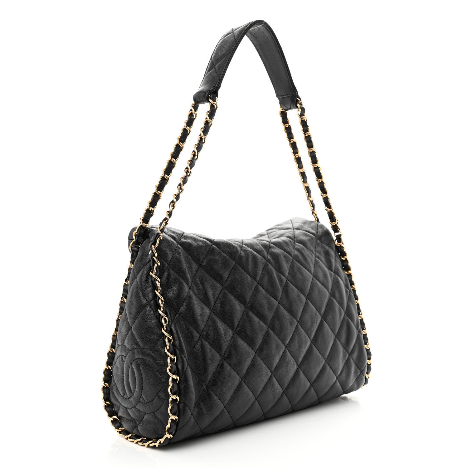 Chanel Calfskin Quilted Medium Chain Me Hobo Black 3 of 11
