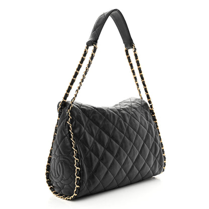 Chanel Calfskin Quilted Medium Chain Me Hobo Black 3 of 11