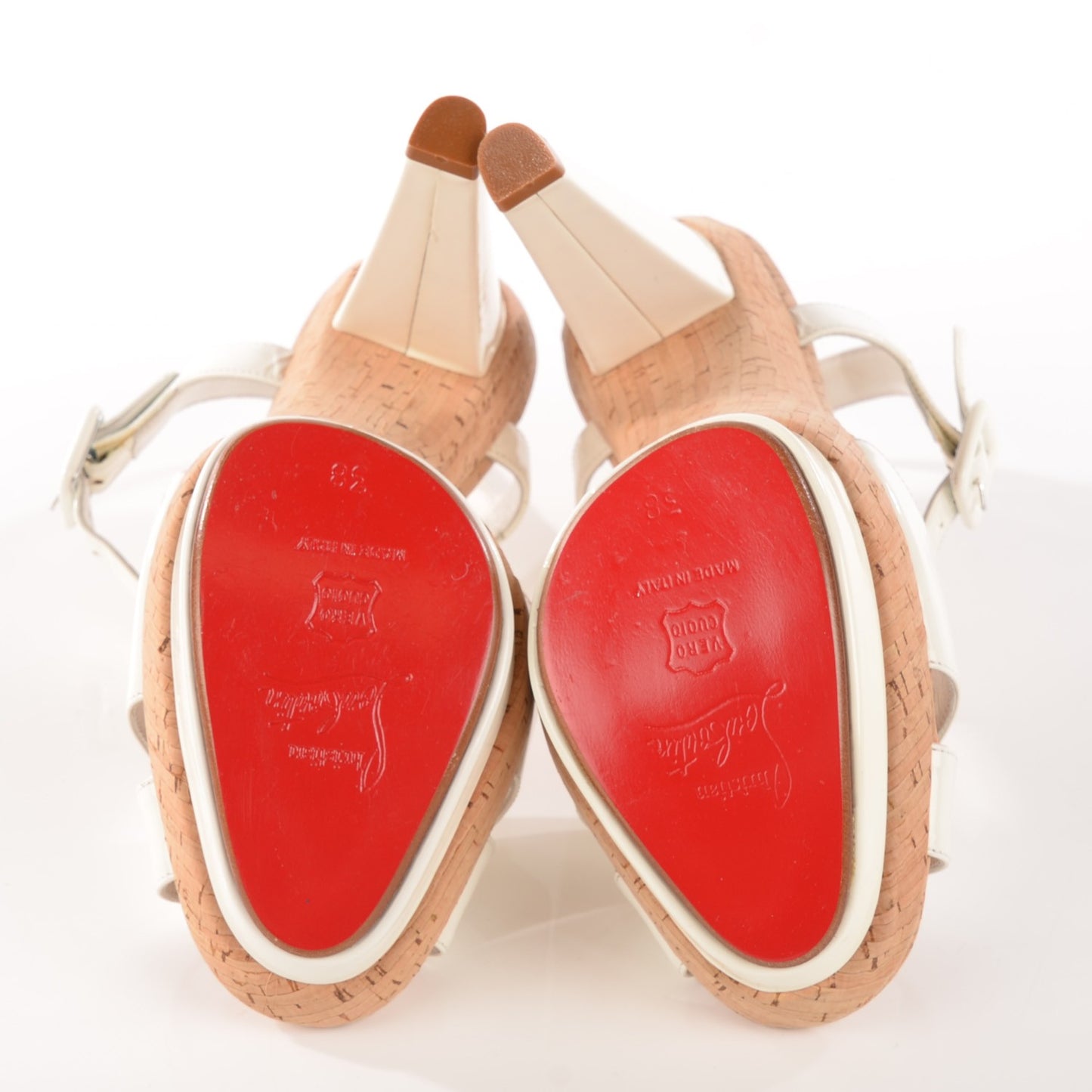 Patent Cork LaFalaise 110 Platform Sandals 38 White