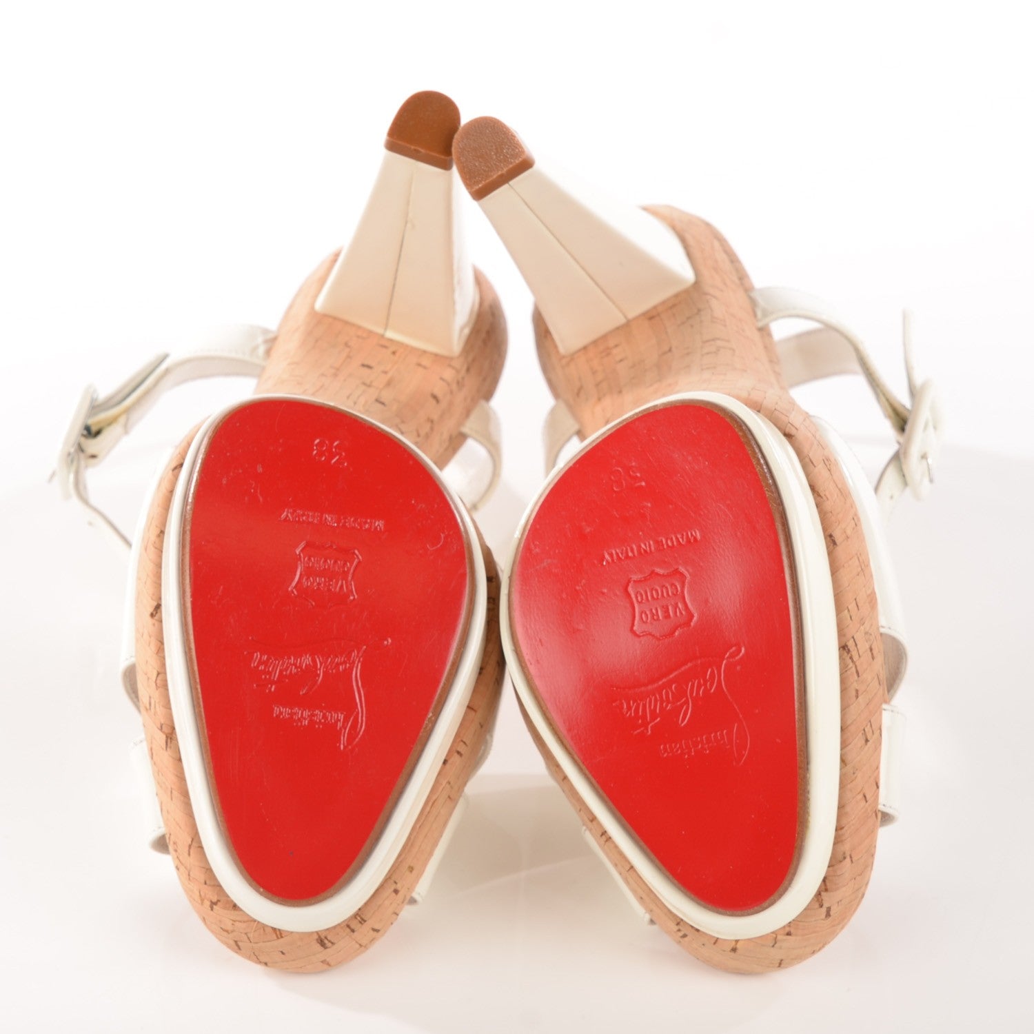 Christian Louboutin Patent Cork LaFalaise 110 Platform Sandals 38 White 5 of 8