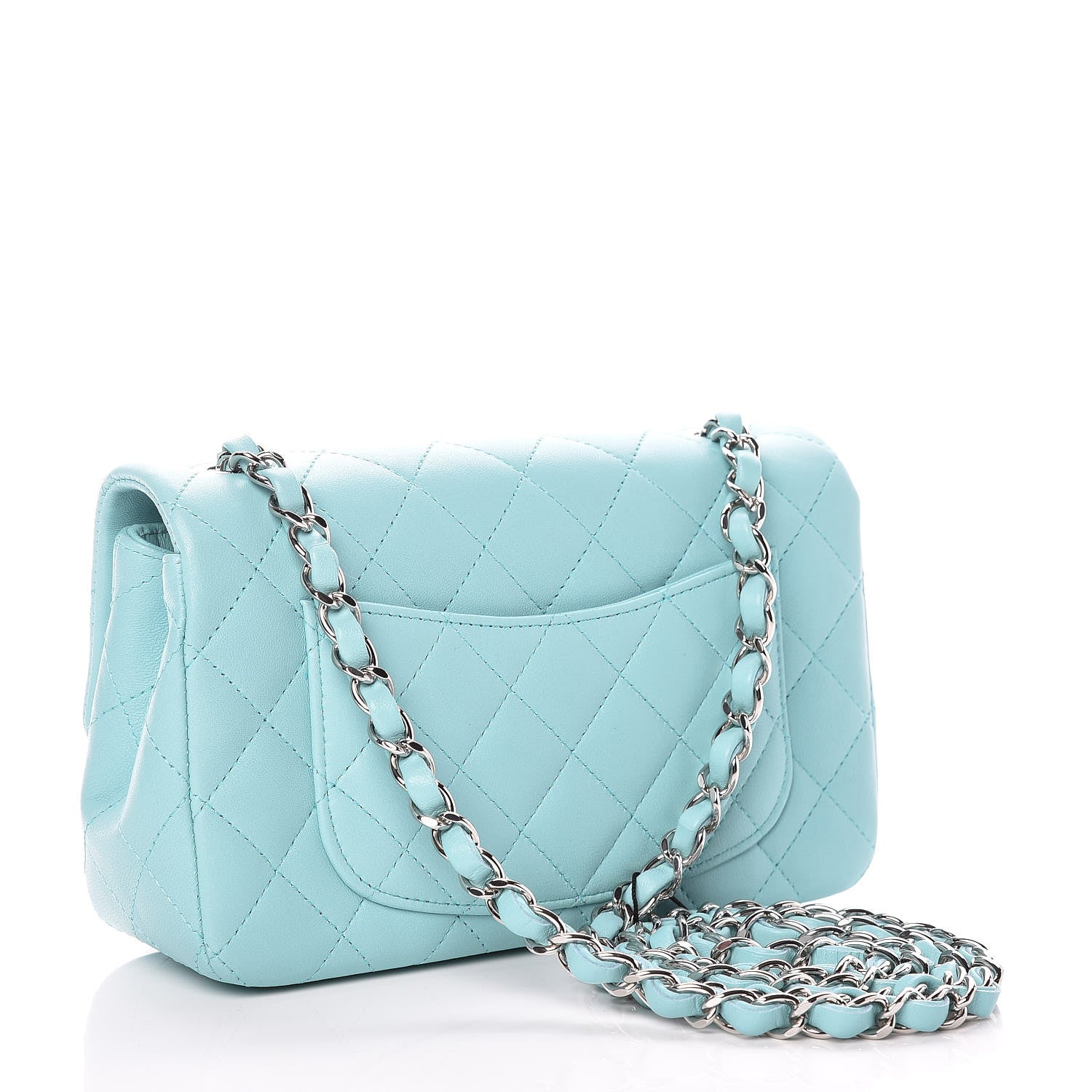 Chanel Lambskin Quilted Mini Rectangular Flap Light Blue 3 of 10