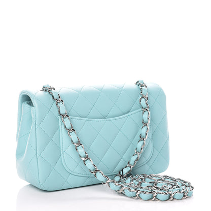 Chanel Lambskin Quilted Mini Rectangular Flap Light Blue 3 of 10