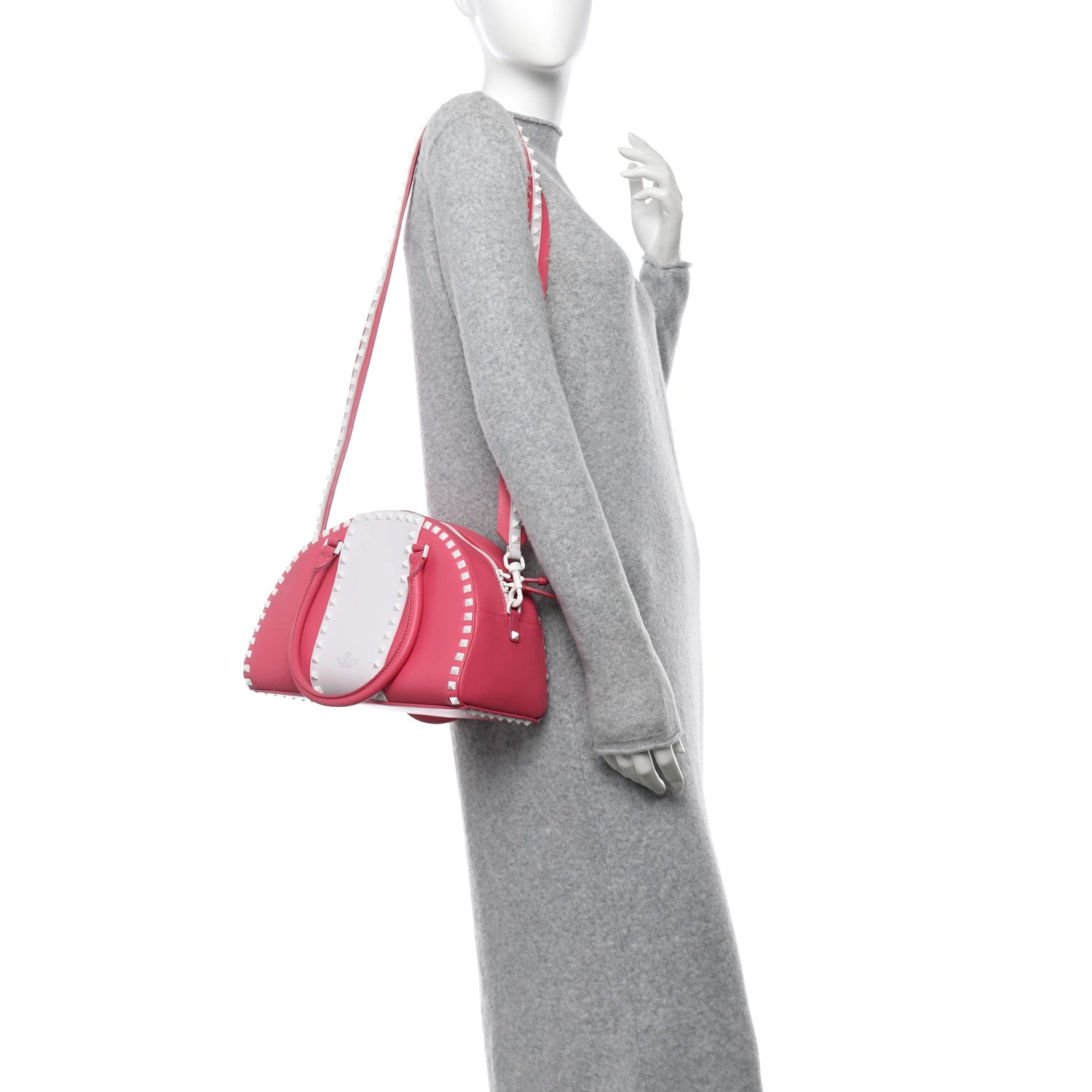 Valentino Garavani Vitello Colorblock Free Rockstud Top Handle Shoulder Bag Pink Optic White 2 of 14