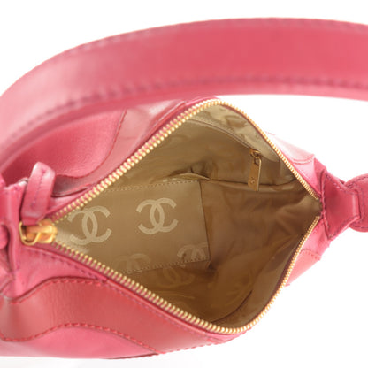 Chanel Lambskin Small CC Stitched Shoulder Bag Red Pink 7 of 7
