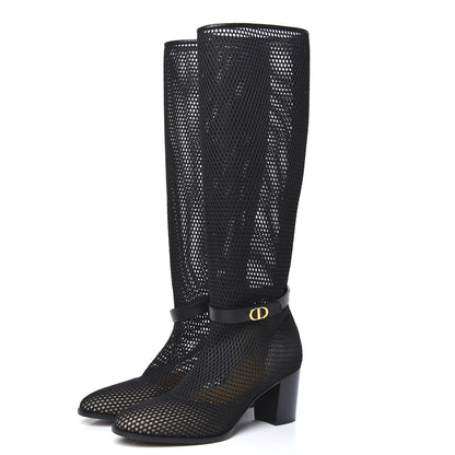 Christian Dior Calfskin Resille Empreinte High Boots 38.5 Black 3 of 7