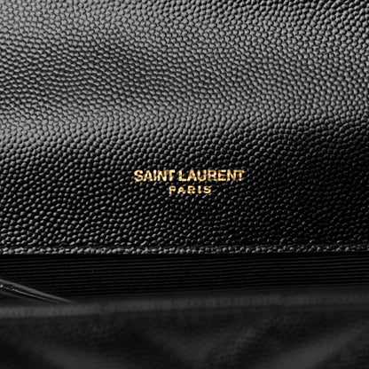 Saint Laurent Grain De Poudre Matelasse Chevron Medium Monogram Satchel Black 6 of 11