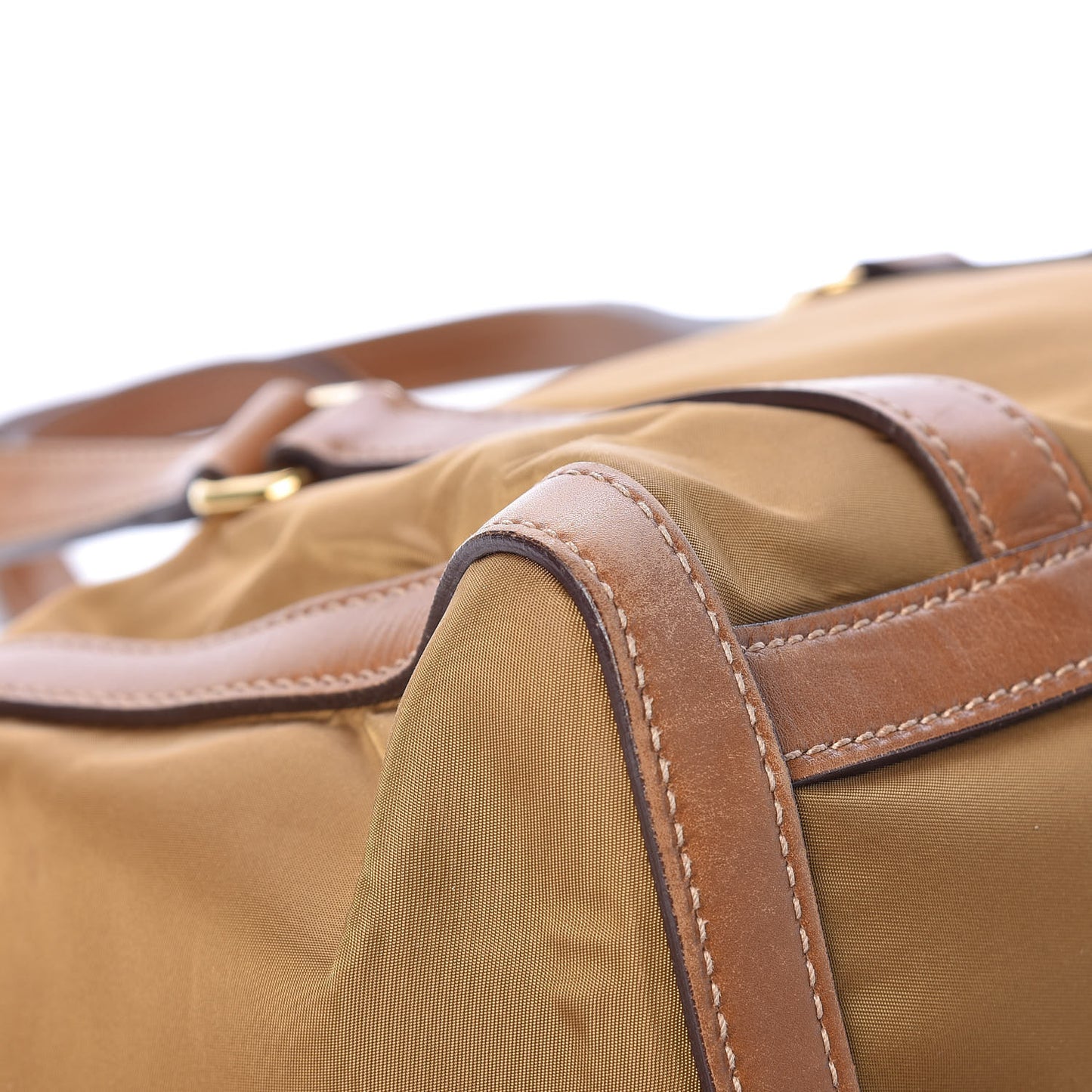 Tessuto Nylon Calfskin Shoulder Bag Brown