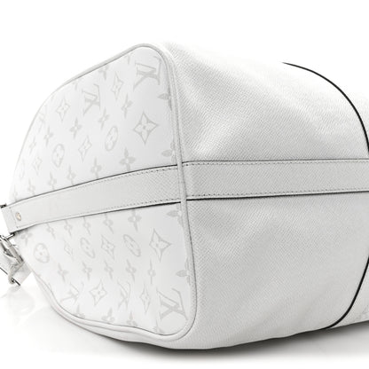 Louis Vuitton Taiga Monogram Eclipse Keepall Bandouliere 50 Optic White 7 of 9