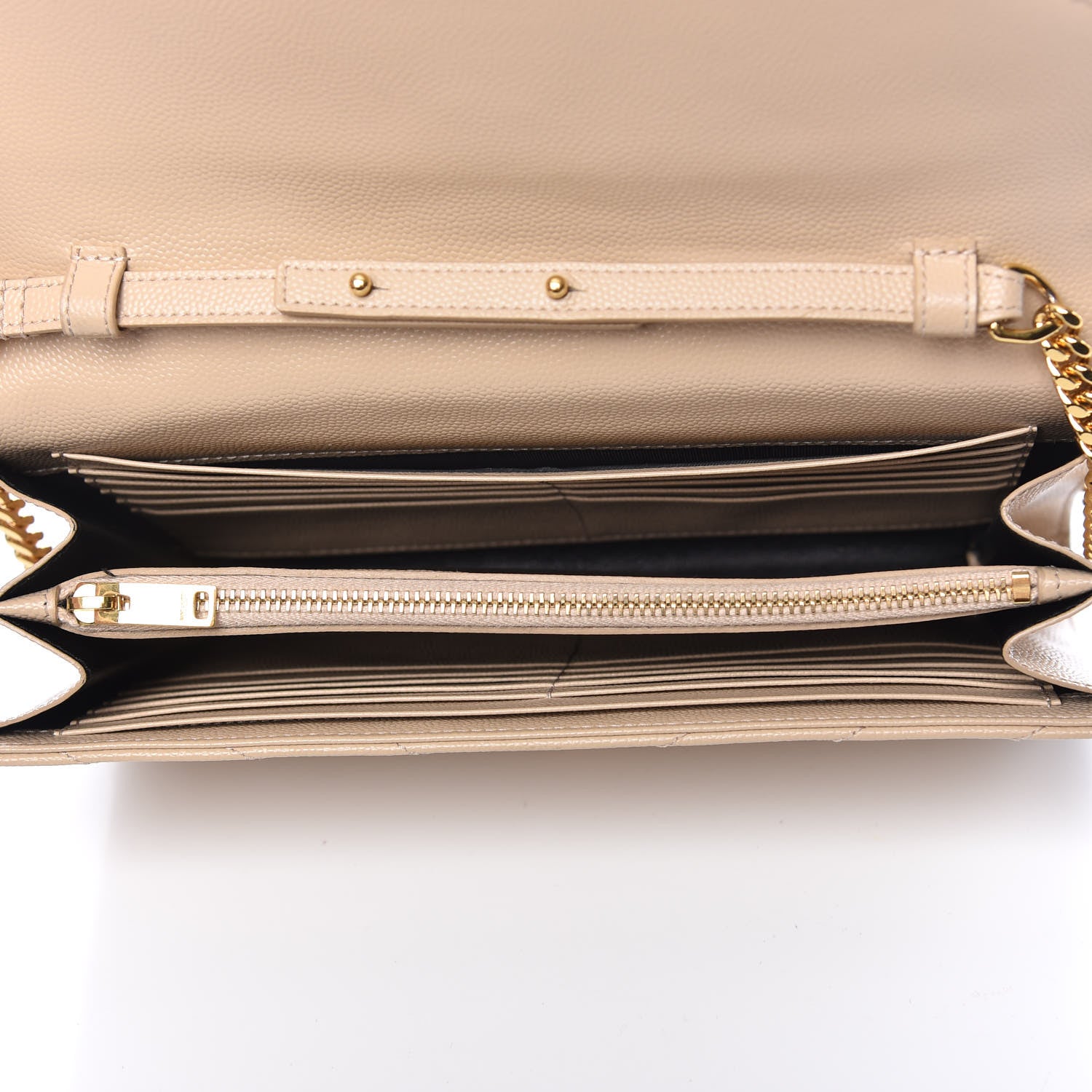 Saint Laurent Grain De Poudre Matelasse Chevron Monogram Chain Wallet Nude Powder 5 of 16