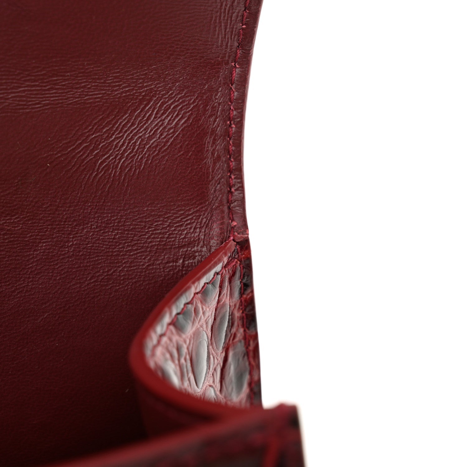 Balenciaga Shiny Calfskin Crocodile Embossed Hourglass Top Handle Bag XS Dark Red 12 of 14