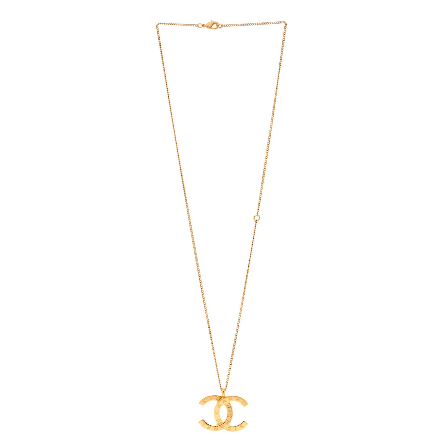 Metal CC Paris Button Necklace Gold