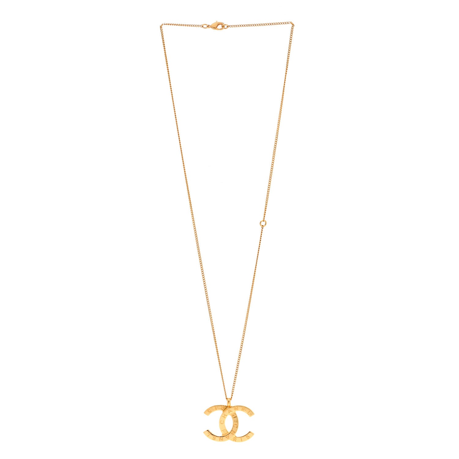 Chanel Metal CC Paris Button Necklace Gold 3 of 5