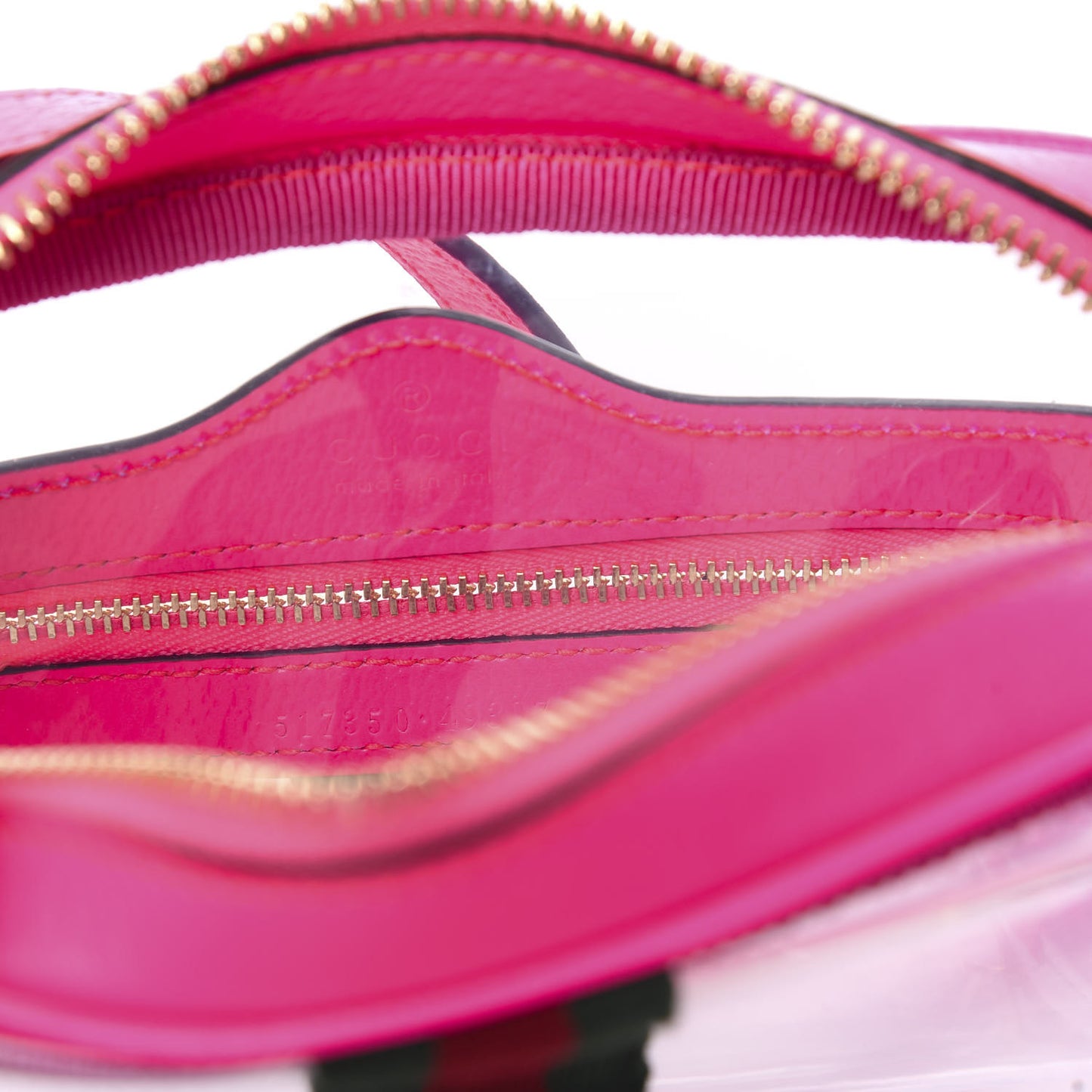 Vinyl Web Mini Ophidia Transparent Shoulder Bag Fluorescent Fuchsia