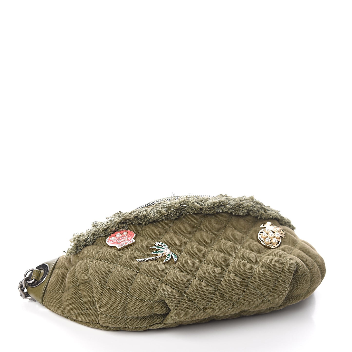 Canvas Lambskin Quilted Coco Cuba Charms Waist Bag Khaki