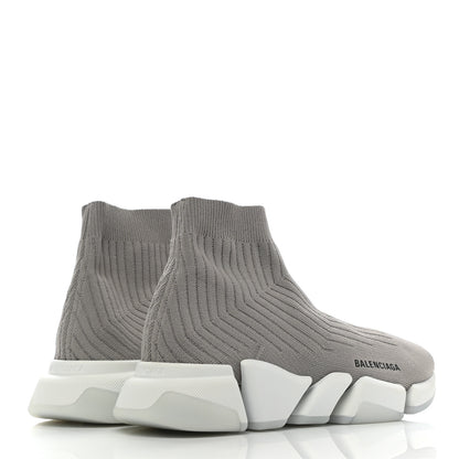 Balenciaga Ribbed Knit Womens Speed 2.0 Transparent Sole Sneakers 41 Baltic Grey White 4 of 8