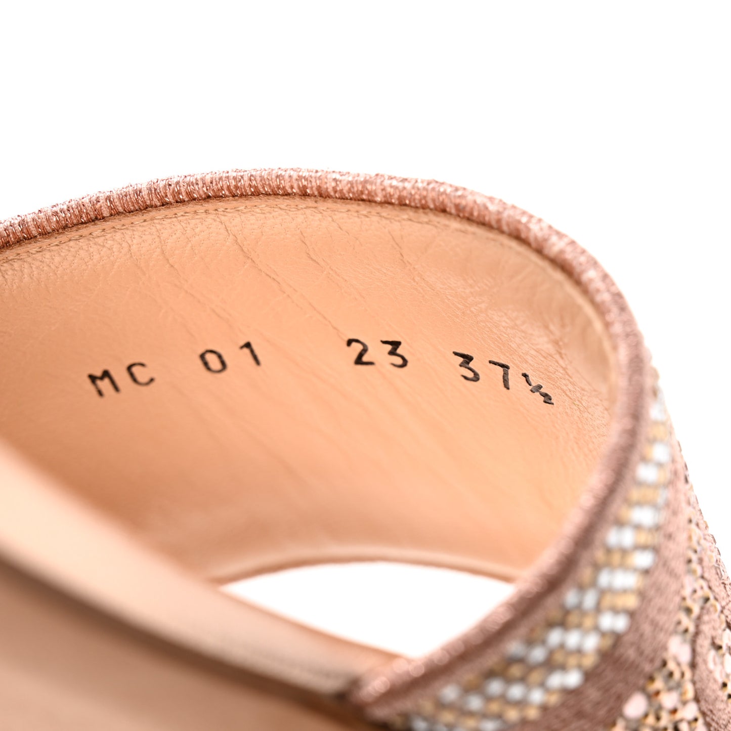 Cotton Laminated Calfskin Strass Embroidered Dway Slide Sandals 37.5 Rose Des Vents