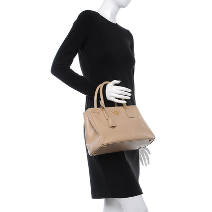 Prada Saffiano Small Galleria Double Zip Tote Sabbia 3 of 12
